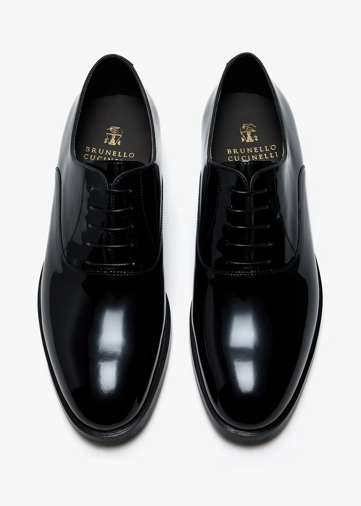 Image of the Patent Leather Oxford Shoes by Brunello Cucinelli Best Formal Shoes for Men