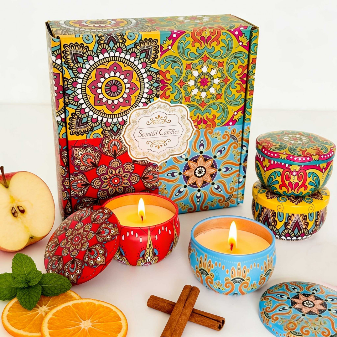 مجموعة شموع معطرة بزخارف وروائح متعددة | أفكار هدايا للنساء