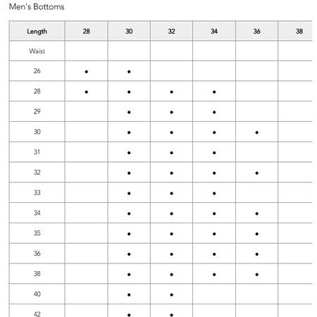 American Eagle men bottoms size guide