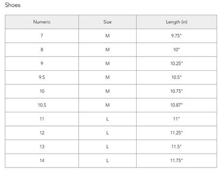American Eagle men Shoes size guide