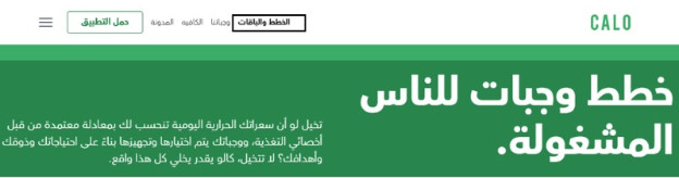 اختيار خطط وباقات الأكل الصحي في موقع كالو